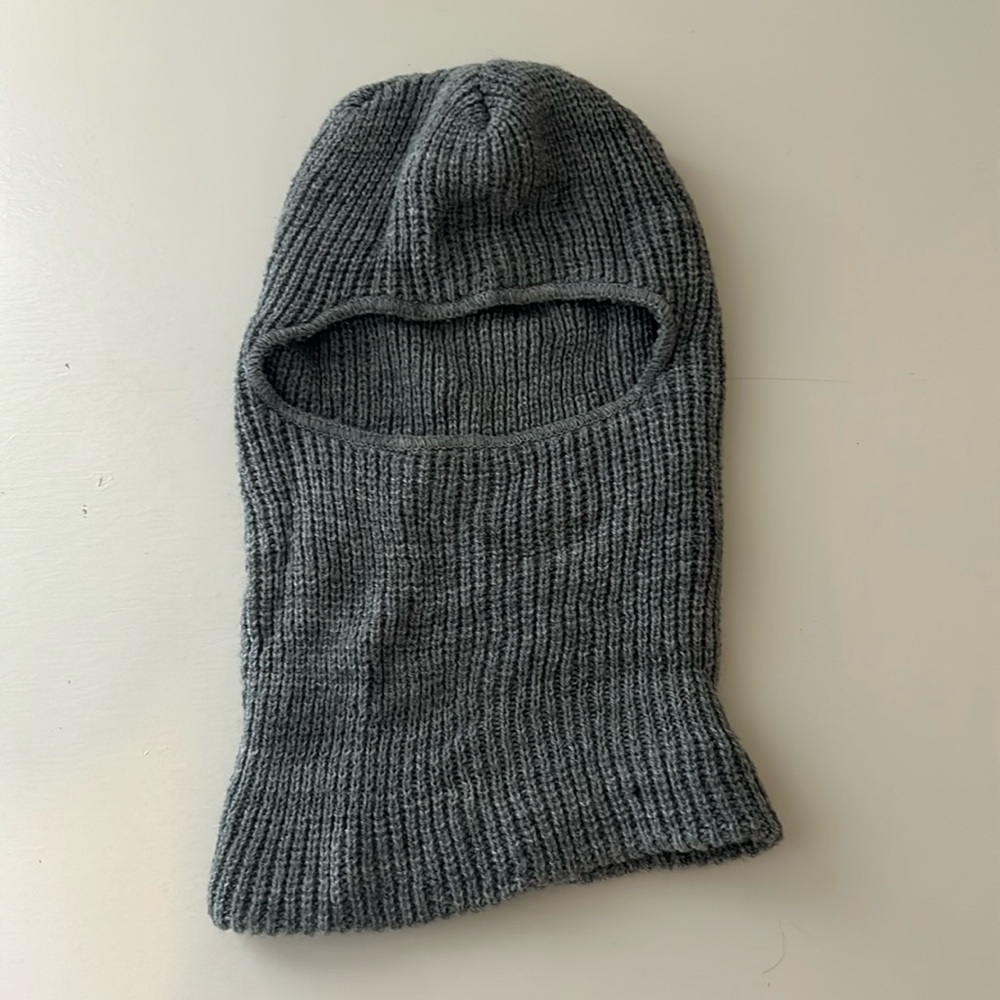 Gray knitted ski mask